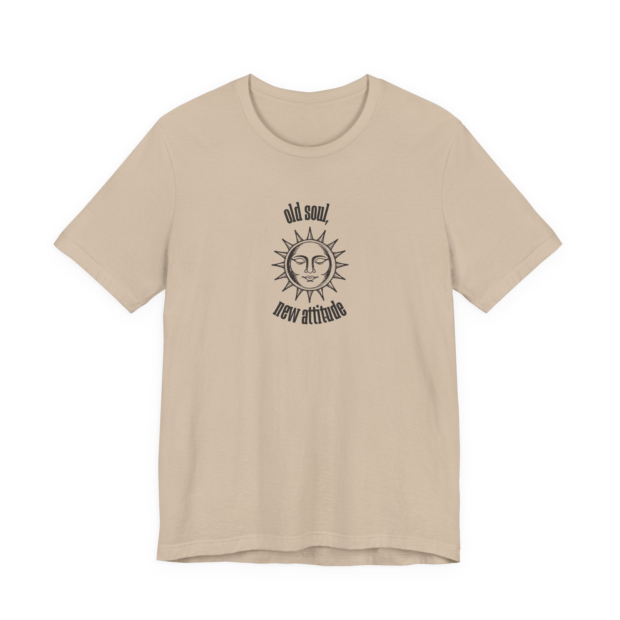 Old Soul New Attitude Shirt, Celestial Sun Graphic Tee for Women, Boho Vintage Gift, Sun Face T-Shirt, Star Moon Tee
