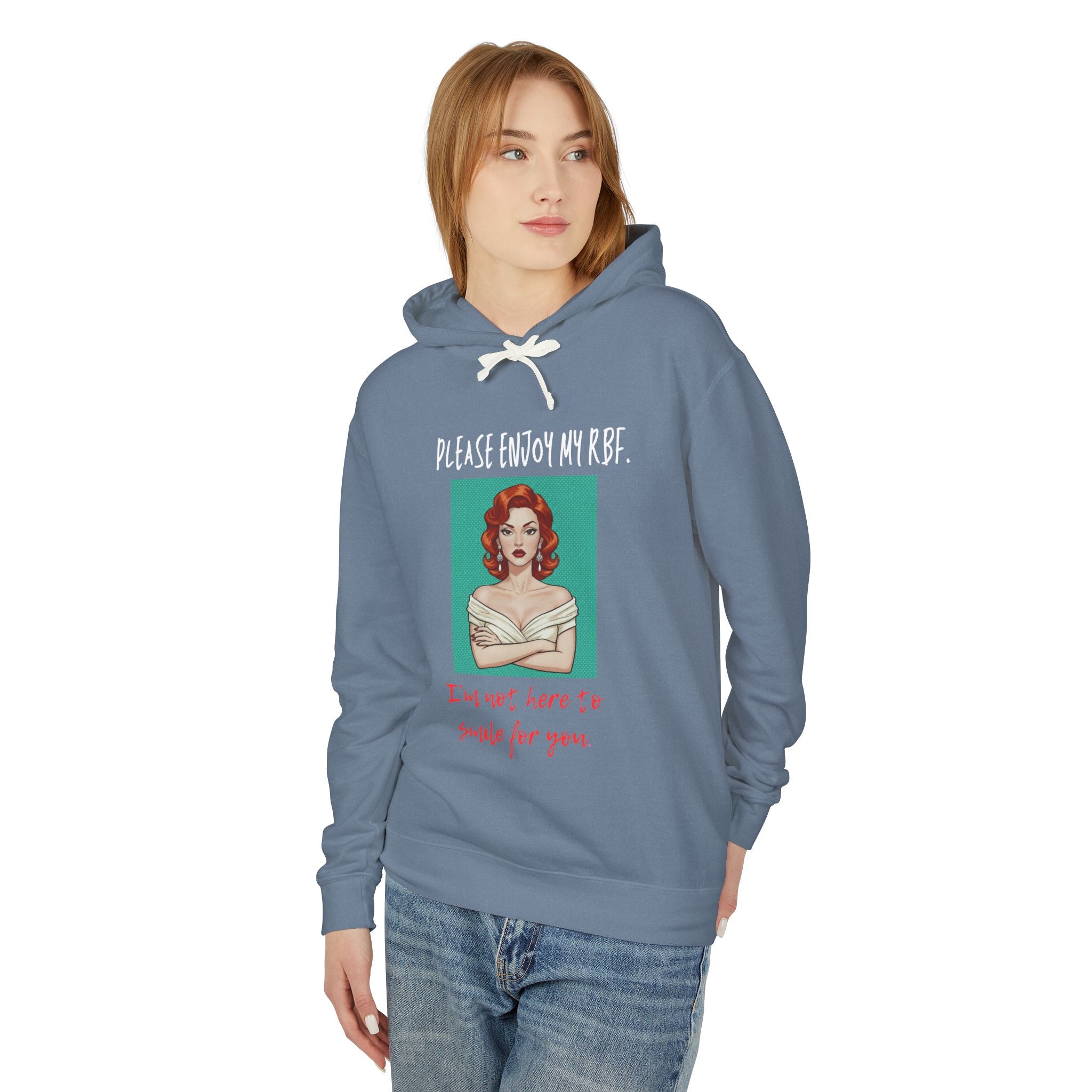I'm Not Here To Smile For You Hoodie, Sassy RBF Pop Art Sweatshirt Women, Funny Resting Face Gift for Her, Retro Hooded Sweatshirt
