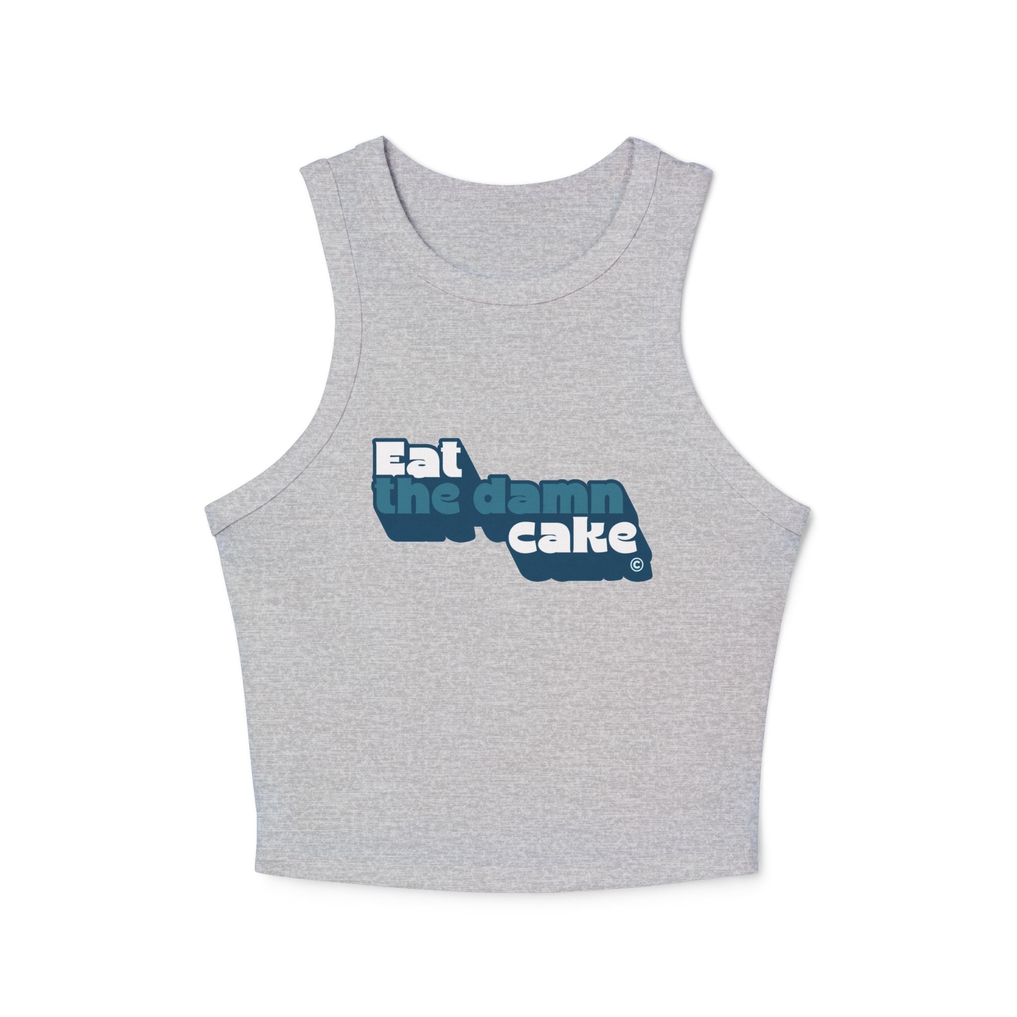 Eat the Damn Cake tank top (blue on blue)