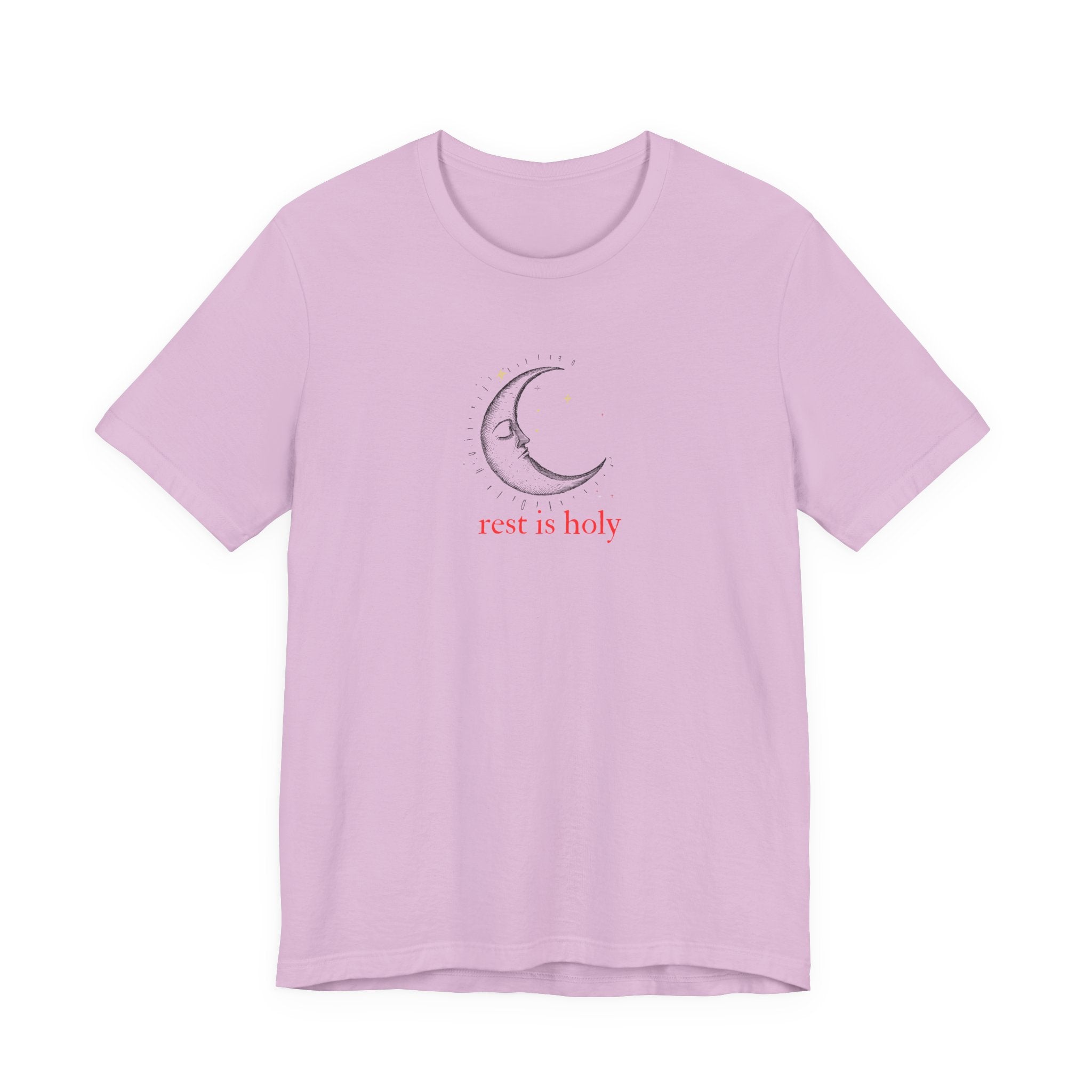 Rest Is Holy Shirt, Sleeping Moon Graphic Tee for Women, Slow Living Gift, Celestial Star T-Shirt, Cozy Rest Tee