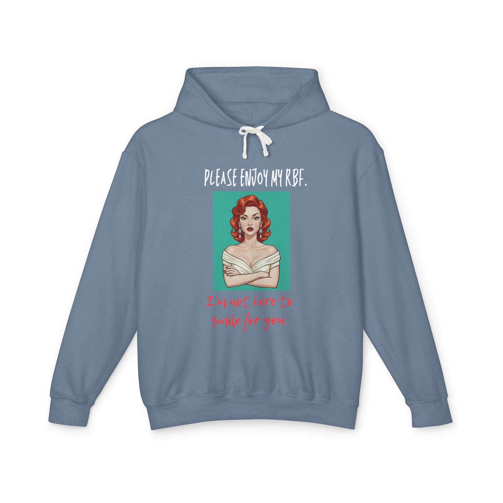 I'm Not Here To Smile For You Hoodie, Sassy RBF Pop Art Sweatshirt Women, Funny Resting Face Gift for Her, Retro Hooded Sweatshirt