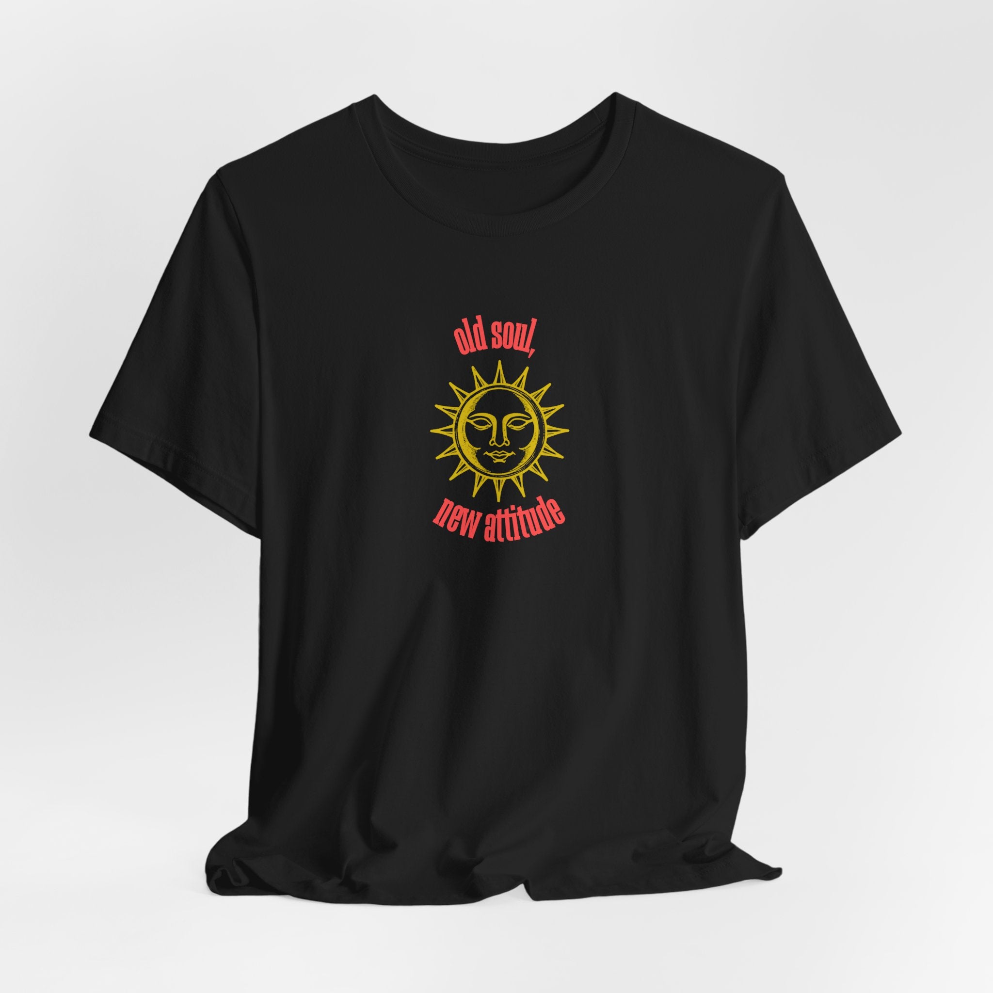 Old Soul New Attitude Shirt, Celestial Sun Graphic Tee for Women, Boho Vintage Gift, Sun Face T-Shirt, Star Moon Tee