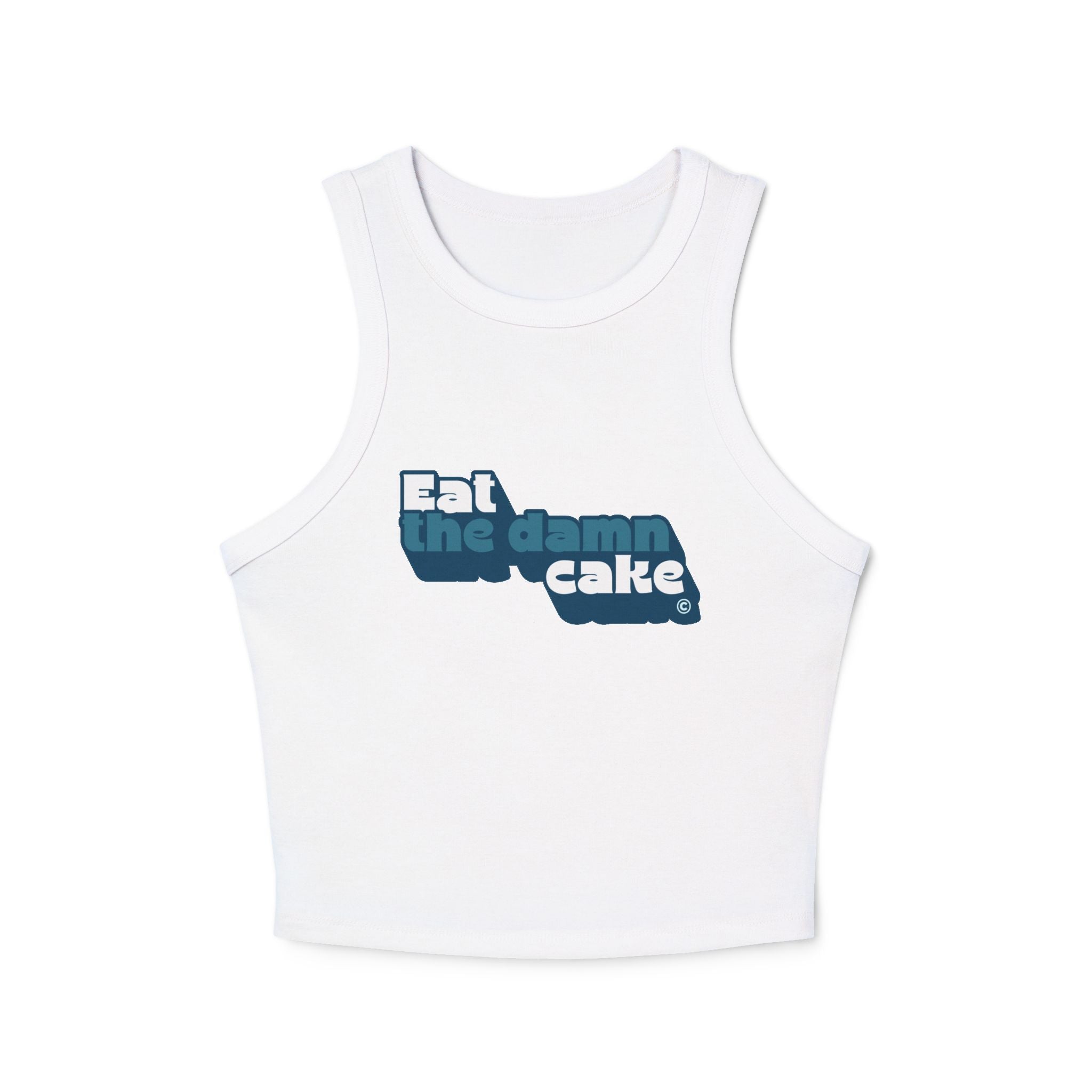 Eat the Damn Cake tank top (blue on blue)
